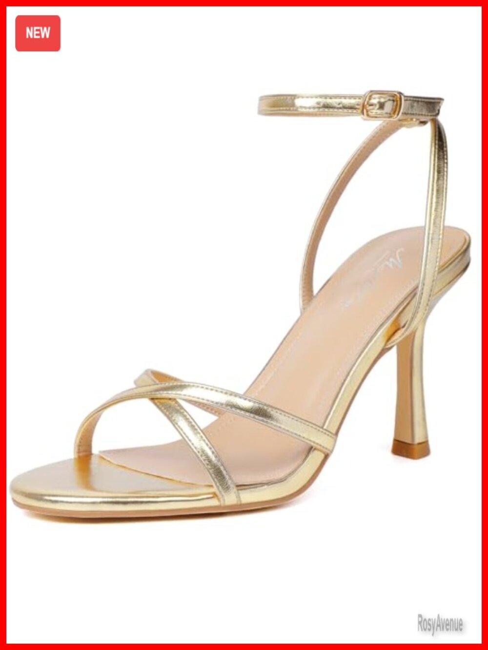Strappy Heeled Sandals Round Open Toe Ankle Strap Stiletto High Heels for Party